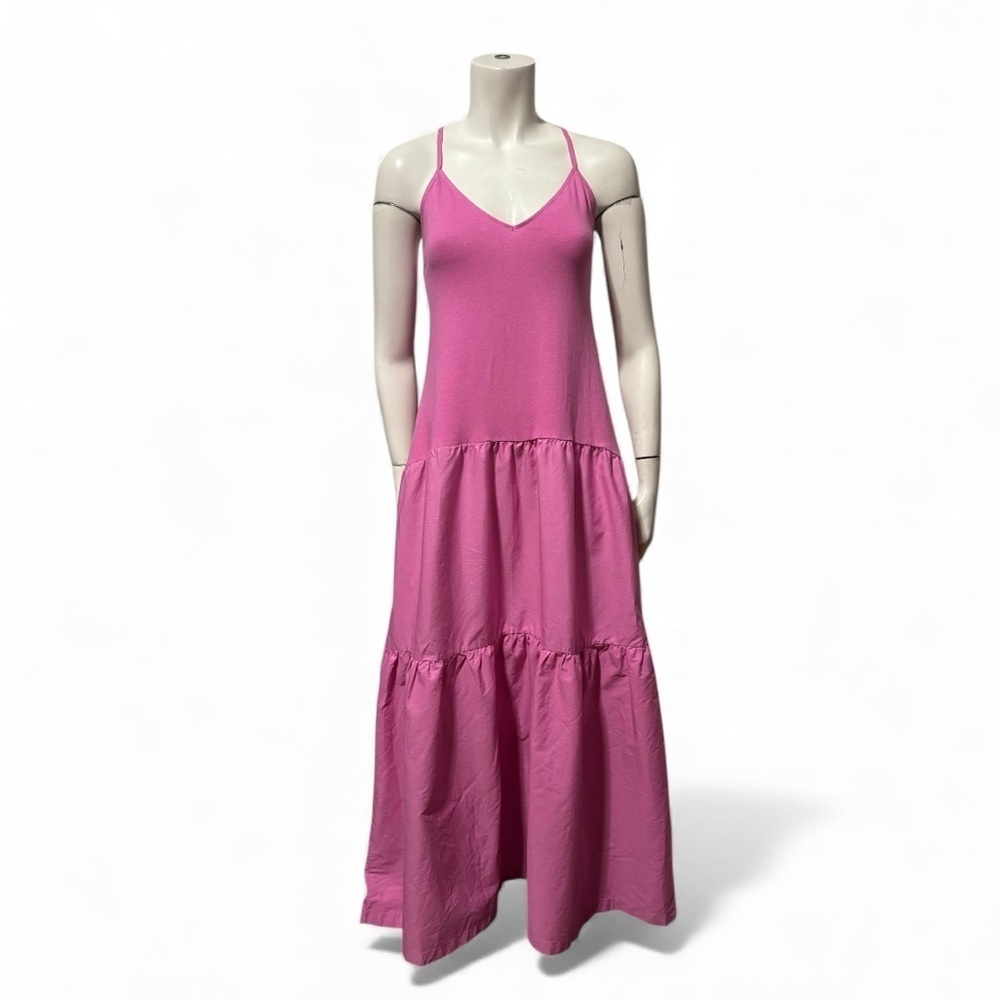 ZARA Pink Tiered Maxi Sundress Women’s Small Flowy Resort Summer Slip Dress - Picture 2 of 12
